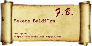 Fekete Balázs névjegykártya